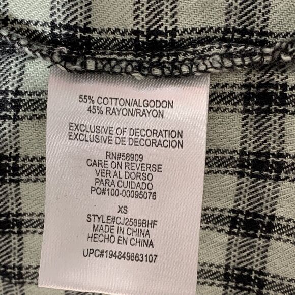 Copper Key Women’s Plaid Flannel Shirt XS Mint Green Black Long Sleeve Button Up - Picture 8 of 8